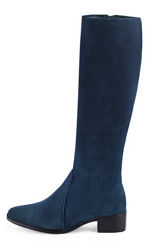 French elegance and refinement for these navy blue riding knee-high boots, 
                available in many subtle leather and colour combinations. Record your foot and leg measurements.
We will adjust this pretty boot with zip to your measurements in height and width.
You can customise the boot with your own materials, colours and heels on the "My Favourites" page.
To style your boots, accessories are available from the boots page. 
                Made to measure. Especially suited to thin or thick calves.
                Matching clutches for parties, ceremonies and weddings.   
                You can customize these knee-high boots to perfectly match your tastes or needs, and have a unique model.  
                Choice of leathers, colours, knots and heels. 
                Wide range of materials and shades carefully chosen.  
                Rich collection of flat, low, mid and high heels.  
                Small and large shoe sizes - Florence KOOIJMAN